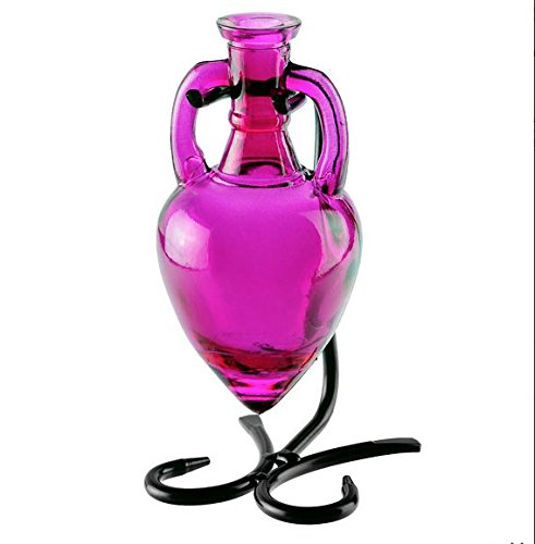 Couronne - Amphora Recycled Glass Vase & Metal Stand - Fuchsia