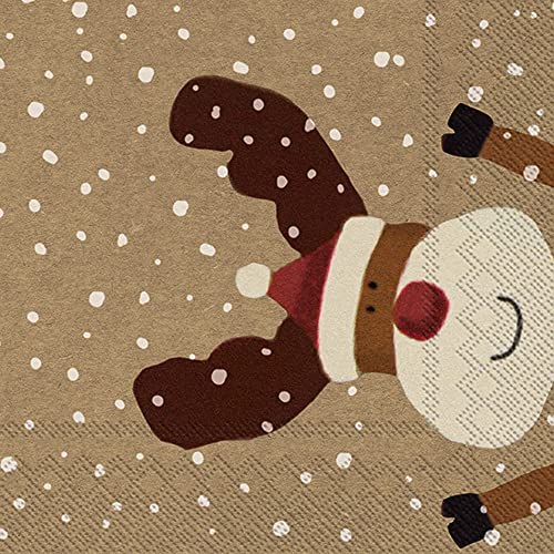 Boston International - 3-Ply 5" Cocktail Napkins - Rudolph - Red