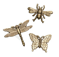 Gold Leaf Designs - 3 Brass Insect Magnetics - Dragonfly/ Butterfly/ Bee