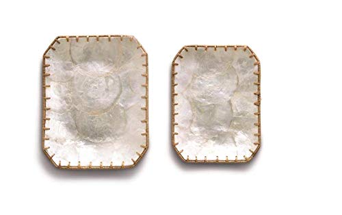 Tozai Home - Woven Laces Capiz Shell Dishes - Set of 2 - Square