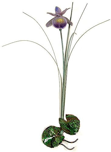 Bovano - Wallhanging Sculpture - Single Purple Iris w/ Patina Grass
