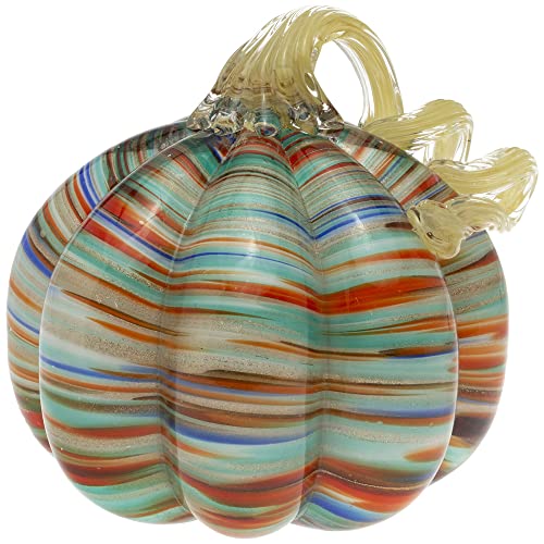 Boston International - Large Glass Pumpkin - Sunset Stripe