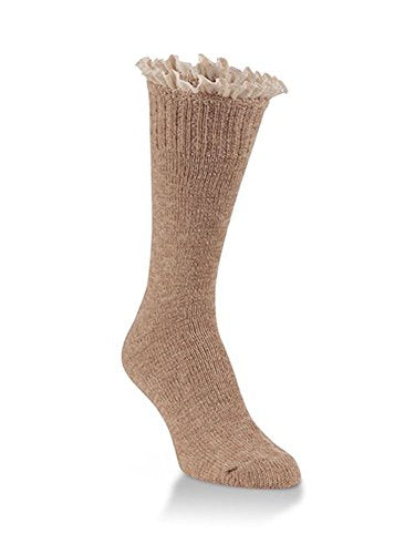World's Softest Socks - Weekend Collection - Slub Crew Lace Top - Gingerbread