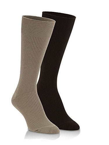 World's Softest Socks - Everyday Collection - Ribbed Crew Pair - Brown/Khaki Med