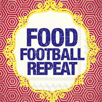 Boston International - 3-Ply 5" Cocktail Napkins - Food Football Repeat