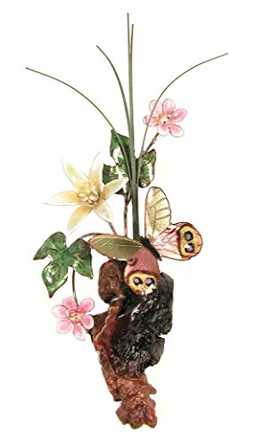 Bovano - Wall Sculpture - Olive Spotted Butterfly & Flowers On Manzanita