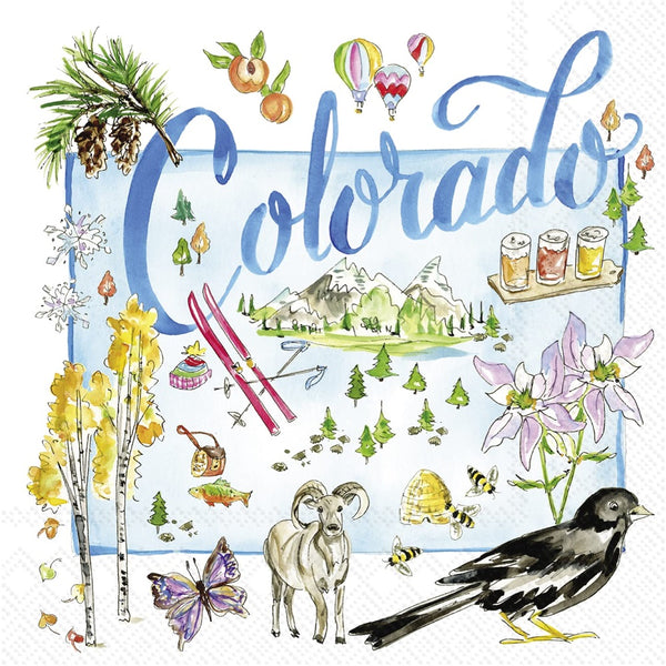 Boston International - 3-Ply 5" Cocktail Napkins - State Collection - Colorado