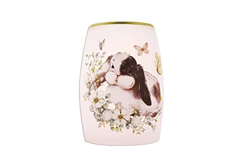 Stony Creek - Frosted Glass - 5" Lighted Vase - Welcome Spring Bunny