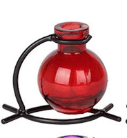 Couronne - 3.5" Casablanca Glass Vase & Metal Stand - Red