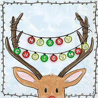 Boston International - 3-Ply 5" Cocktail Napkins - Merry Reindeer