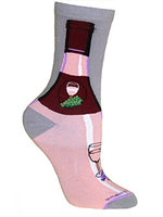 Women's Novely Crew Socks - Great Gift Idea For Wine Lovers - Rose