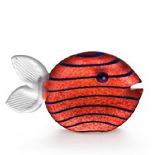 Oggetti - Hand Blown Glass Sculpture - Paperweight - "Snippy" Fish - Amber