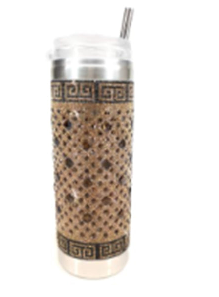 Jacqueline Kent - Designer Crystal Tumbler - Famous Key Gold & Black