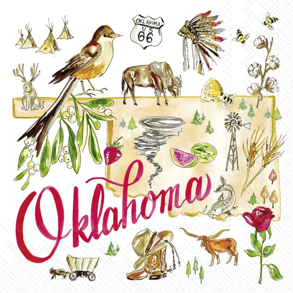 Boston International - 3-Ply 5" Cocktail Napkins - Oklahoma