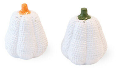 Boston International - Salt & Pepper Set - White Burlap Pumpkins