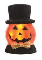 Stony Creek - Orange Glass - 7.5" Lighted Jack O' Lantern w/ Hat - Triangle Eyes