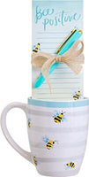 Eccolo - Coffee Mug w/ Notepad & Pen Gift Set - Bee Positive