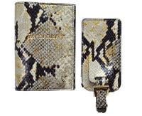 Graphic Image - Embossed Python Leather - Passport Case & Luggage Tag - Gold Wash