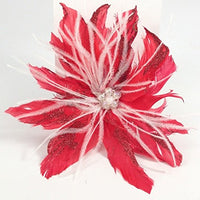 Zucker Feather - Poinsettia Feather Pin - Red Glitter - 5"