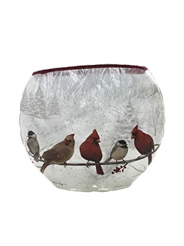 Stony Creek - Frosted Glass - 7" Oval Vase - Feathered Friends