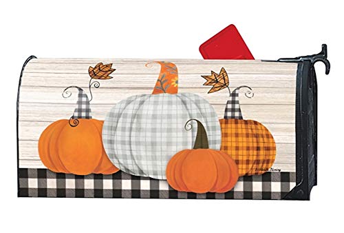 Studio M Fall Outdoor Mailbox Cover MailWrap - Plaid Pumpkin