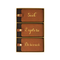 Eccolo - 3 Pack Luggage Tag Set - 2.5" x 4.5" Brown Discover