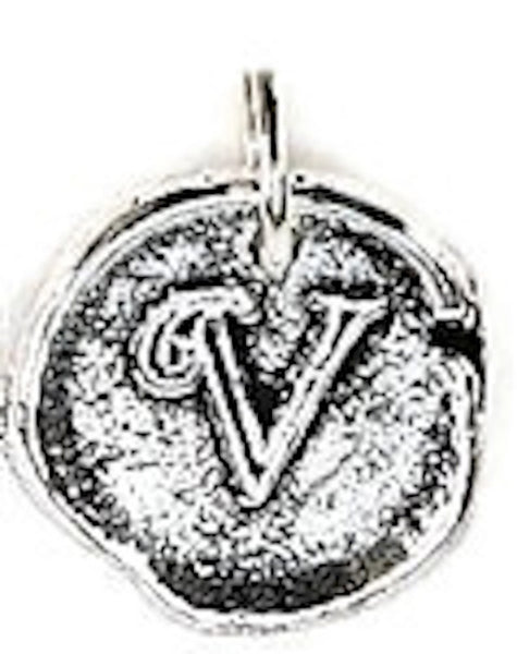 Wax Insignia - Mini Seal Charm - Silver Plated - "V"