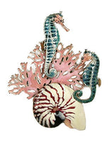 Bovano - Wall Sculpture - Sea Horses w/Coral & Shell