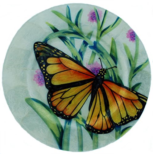 Kubla Craft - Capiz Shell Tray - 8" - Round - Butterfly