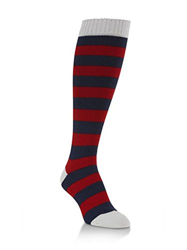 World's Softest Socks- Game Knit- Over The Calf -Red & Blue Striped