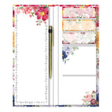 Punch Studio - Note-Folio, List Pad, Sticky Flags, Sticky Notepads & Gold Pen - Floral Stripe