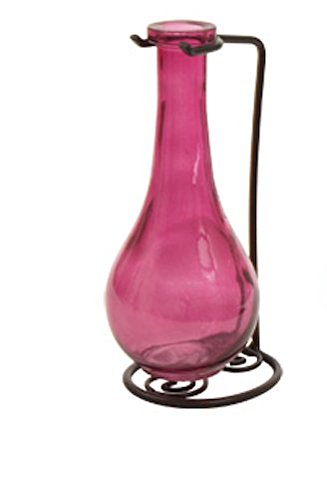 Couronne - 8" Drop Glass Vase With Stand - Fuchsia