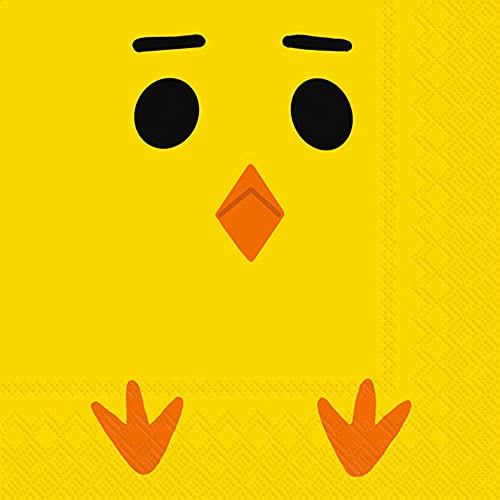 Boston International - 3-Ply 5" Cocktail Napkins - Yellow Chick