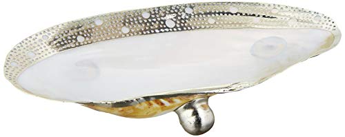 Two's Company - Cabebe Shell Footed Dish w/ Silver Plated Trim