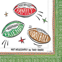 Boston International - 3-Ply 5" Cocktail Napkins - Family Friends Football