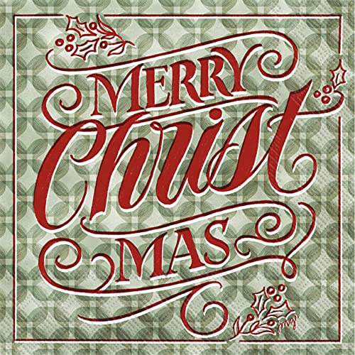 Boston International - 3-Ply 5" Cocktail Napkins - Christmas Flourish