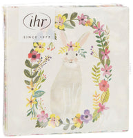 Boston International - 3-Ply 5" Cocktail Napkins 20 Count - Floral Bunny