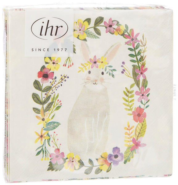 Boston International - 3-Ply 5" Cocktail Napkins 20 Count - Floral Bunny