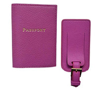 Graphic Image - Goatskin Leather - Passport Case & Luggage Tag - Orchid