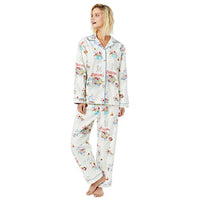 The Cat's Pajama Flannel Pajama - Flower Cart White - Women Large