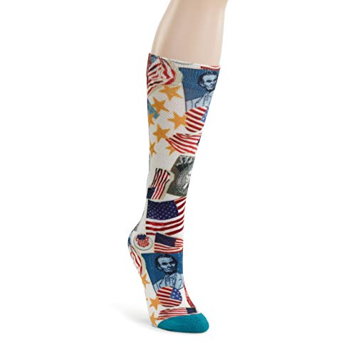 Demdaco - Mid Calf Crew Socks -Patriotic Presidents - American Flags