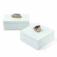 Tozai Home - Hinged Trinket Box Set - Amethyst Geode