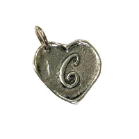 Wax Insignia - Seal Heart Charm - Silver Plated -  "C"