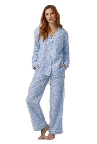 BedHead - Classic L/S Woven Cotton Silk Pajama Set - Something Blue - Large