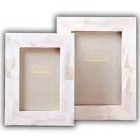 Tozai Home - 4x6 & 5x7 Mother of Pearl Frame Set - Pearly White