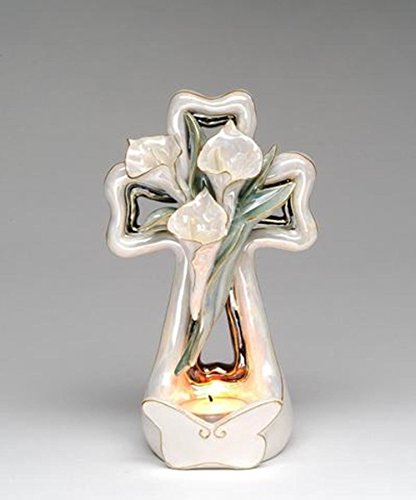 ATD 41202 8" Cross Shape Calla Lily Tea Light Candle Holder