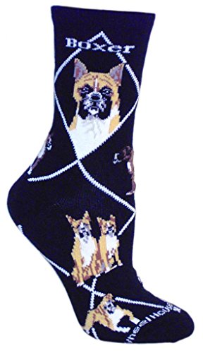 Boxer Dog Black Cotton Ladies Socks