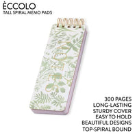 Eccolo - 3"x8.5" Spiral Memo Pad - Botanicals Green