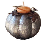 Vintage Floral - Metal Pumpkin Candle Holder - Round