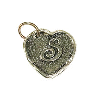 Wax Insignia - Seal Heart Charm - Silver Plated - "S"